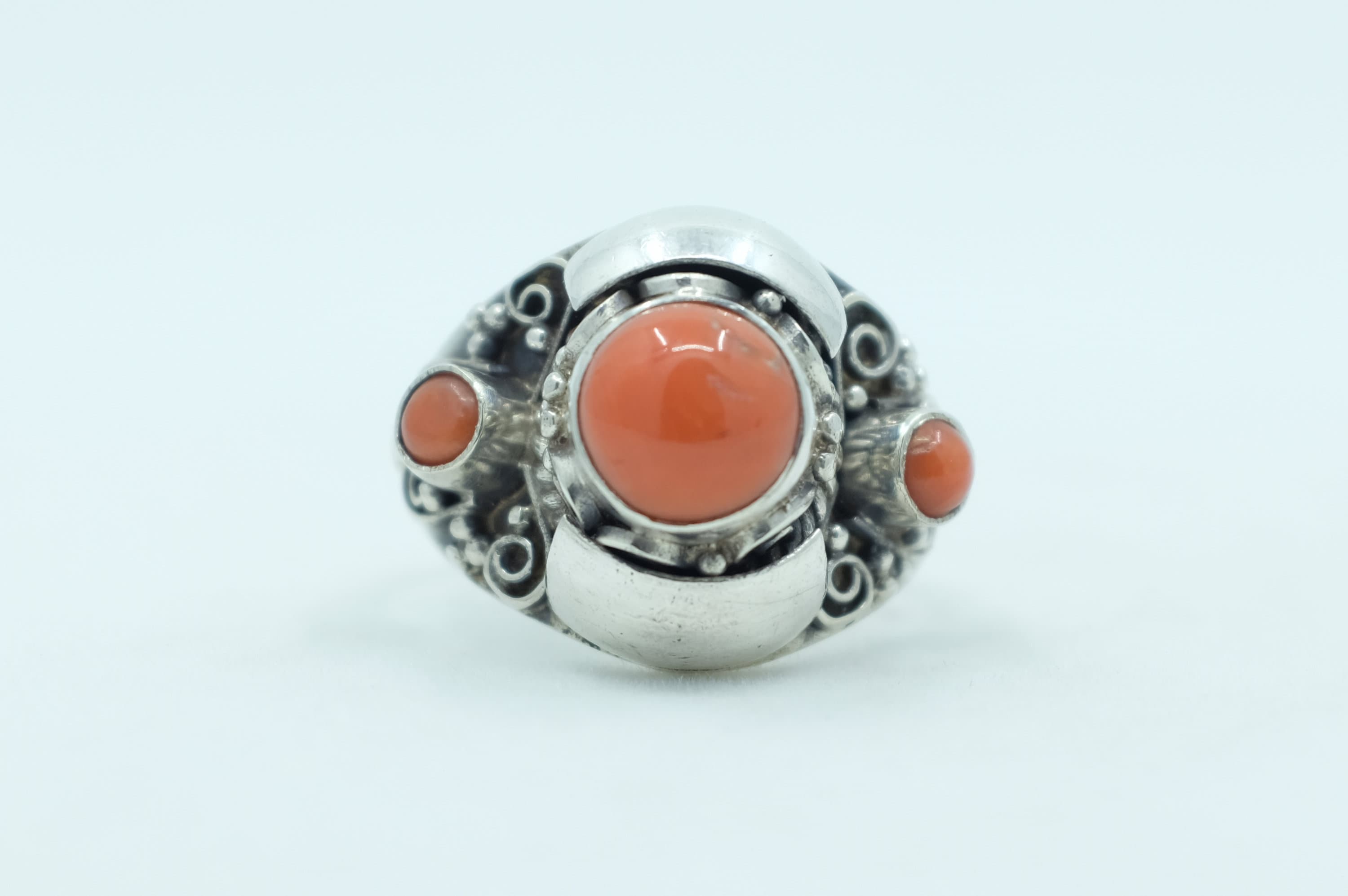 Sterling Silver Nepalese Coral Ring