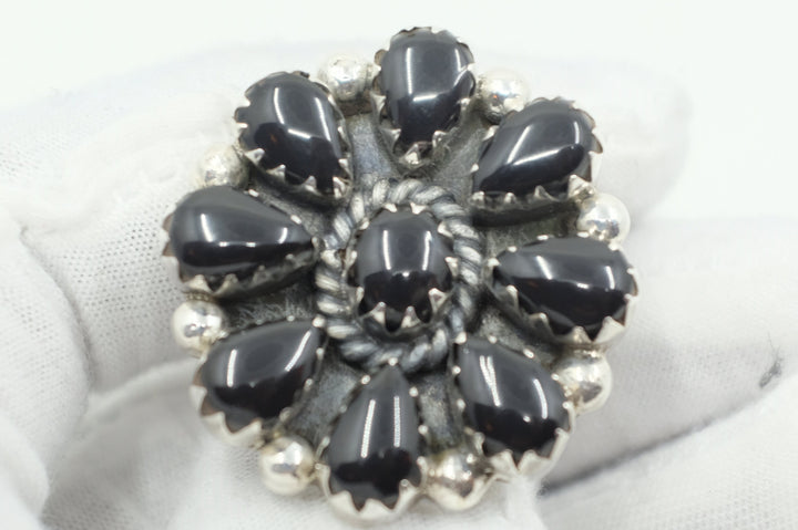 Sterling Silver Onyx Cluster Navajo Ring