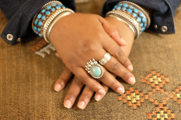 Sterling Silver Turquoise Bear Paw Ring (3)