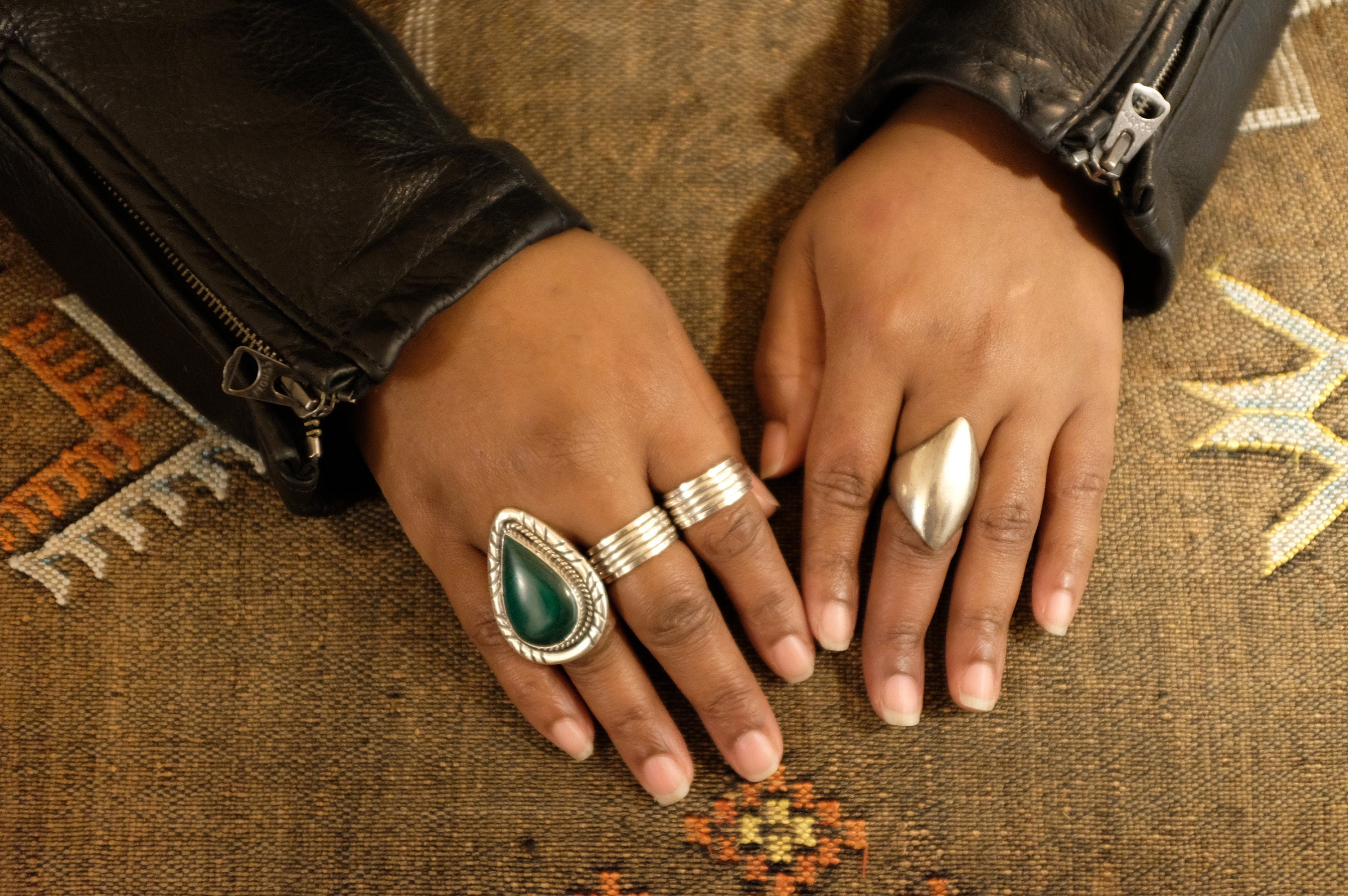 Sterling Silver Malachite Navajo Ring