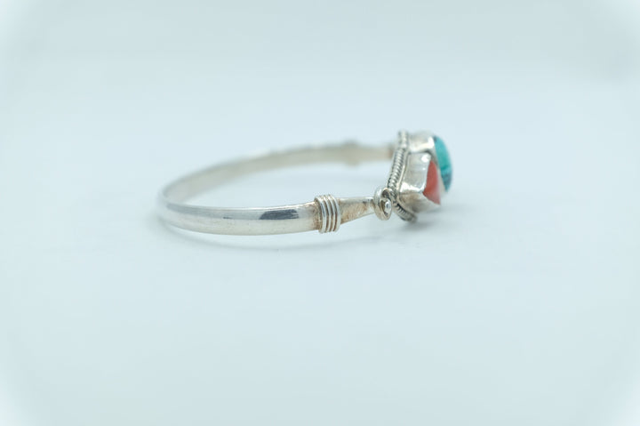 Sterling Silver Turquoise & Coral Bracelet