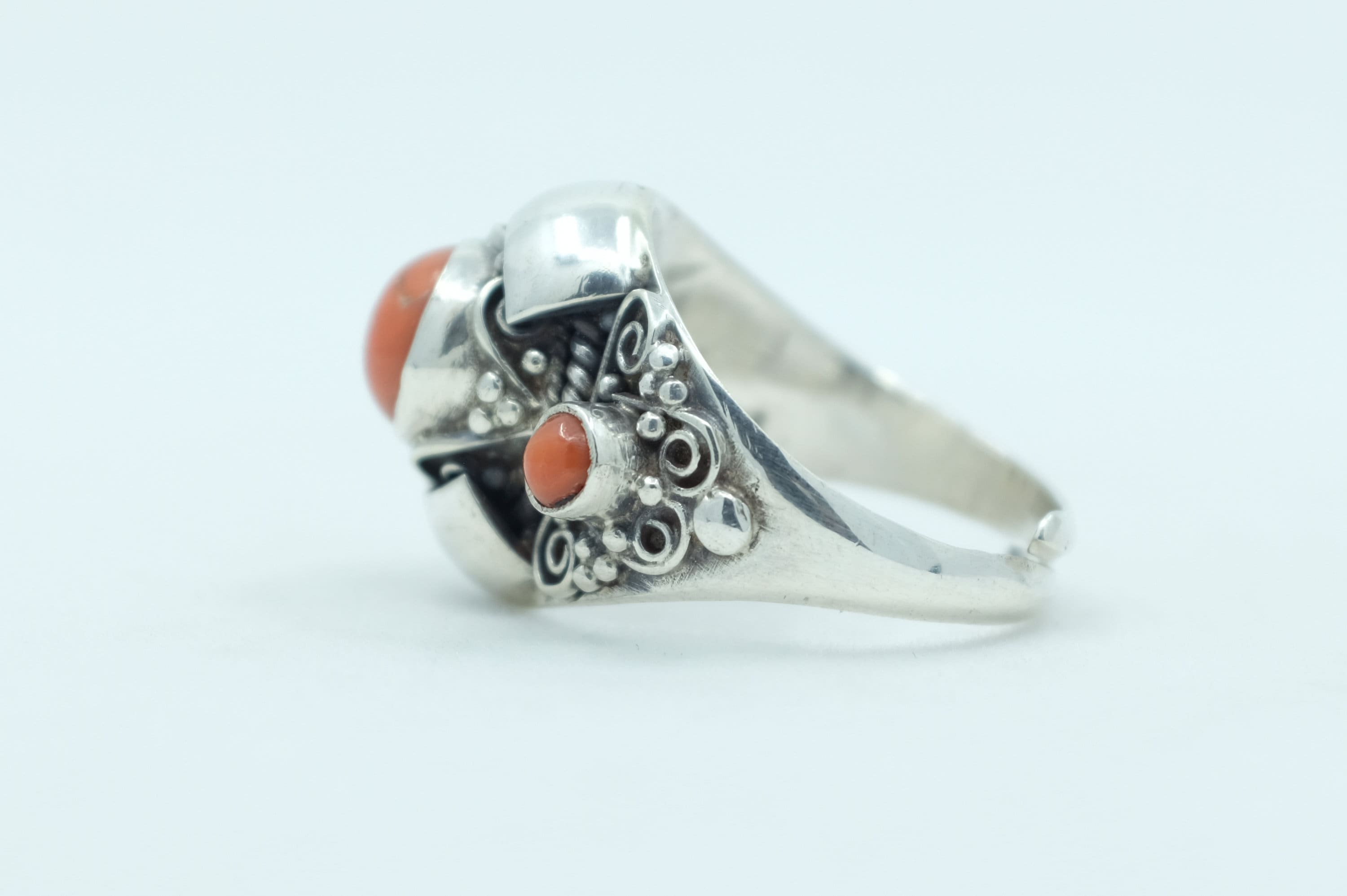 Sterling Silver Nepalese Coral Ring