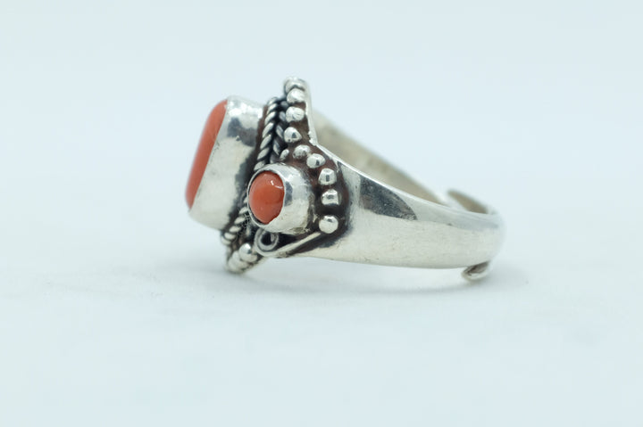 Sterling Silver Coral Balinese Ring