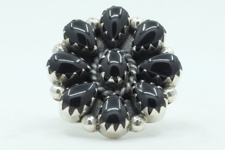 Sterling Silver Onyx Cluster Navajo Ring