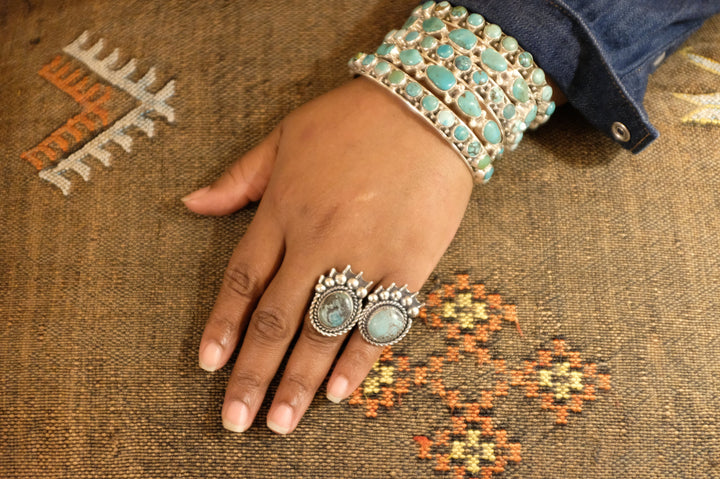 Sterling Silver Turquoise Bear Paw Ring (2)