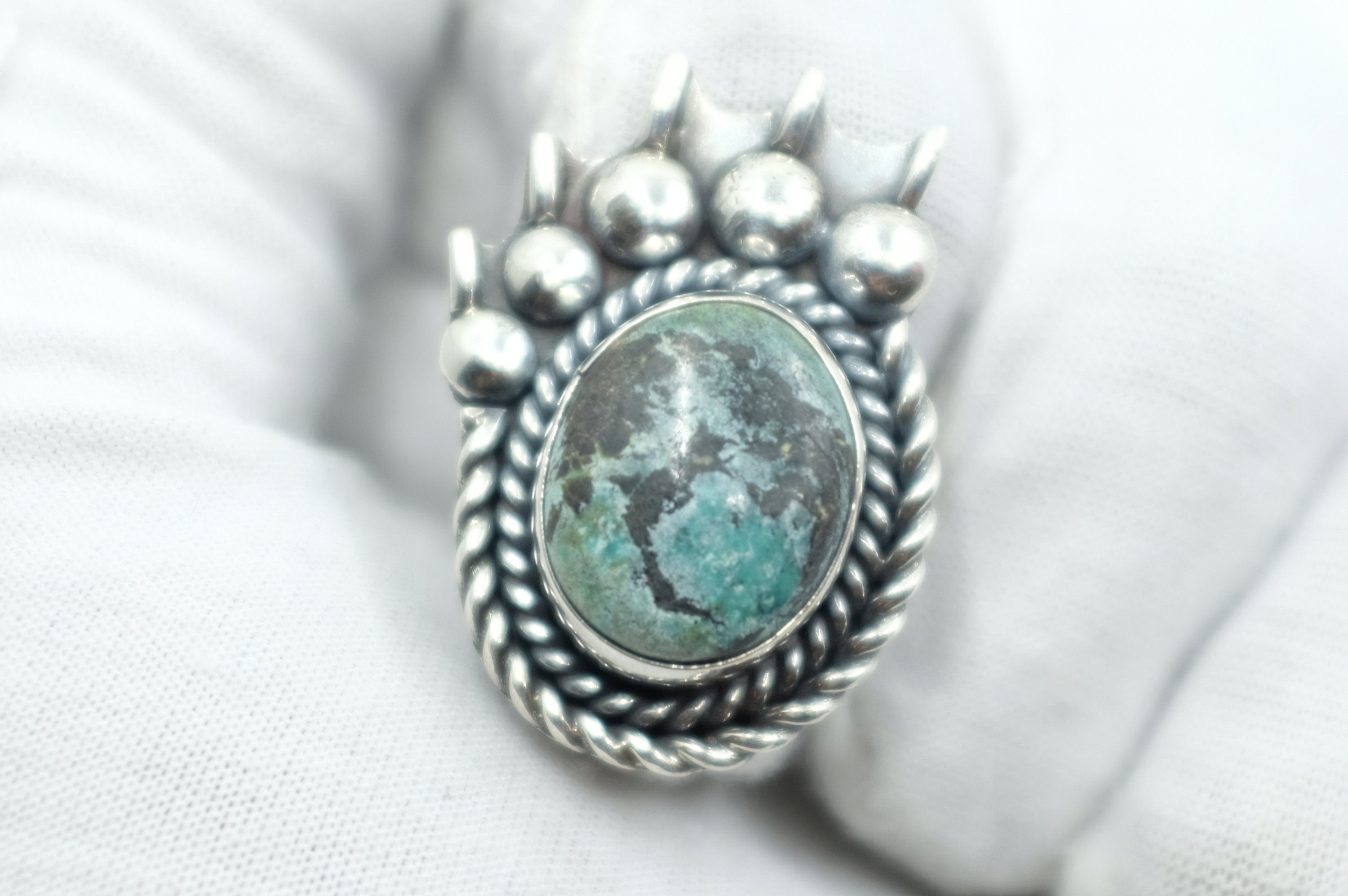 Sterling Silver Turquoise Bear Paw Ring (4)