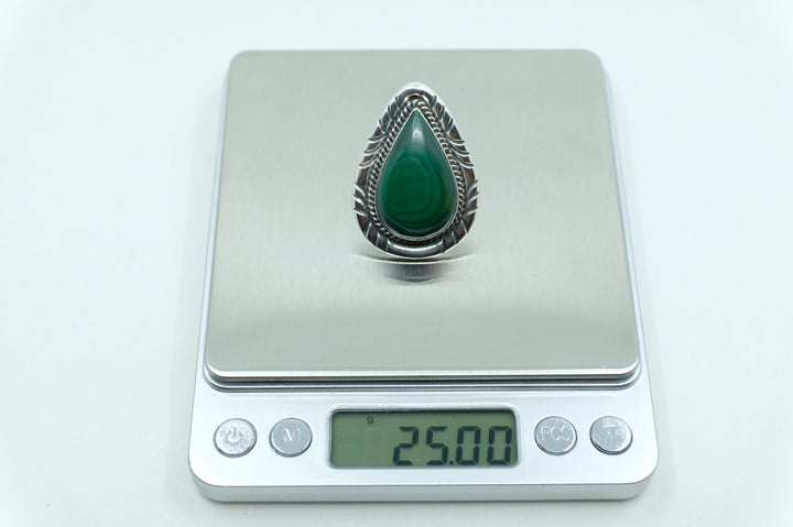 Sterling Silver Malachite Navajo Ring