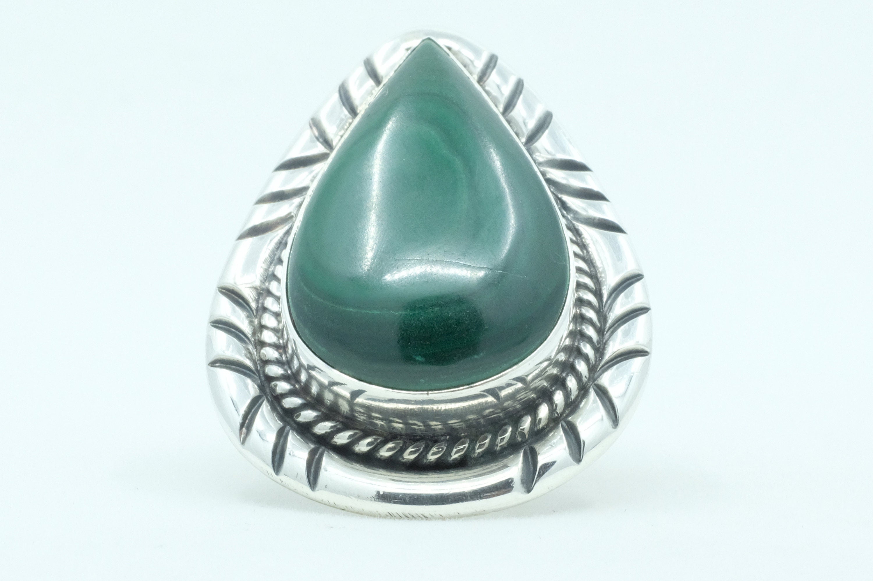 Sterling Silver Malachite Navajo Ring