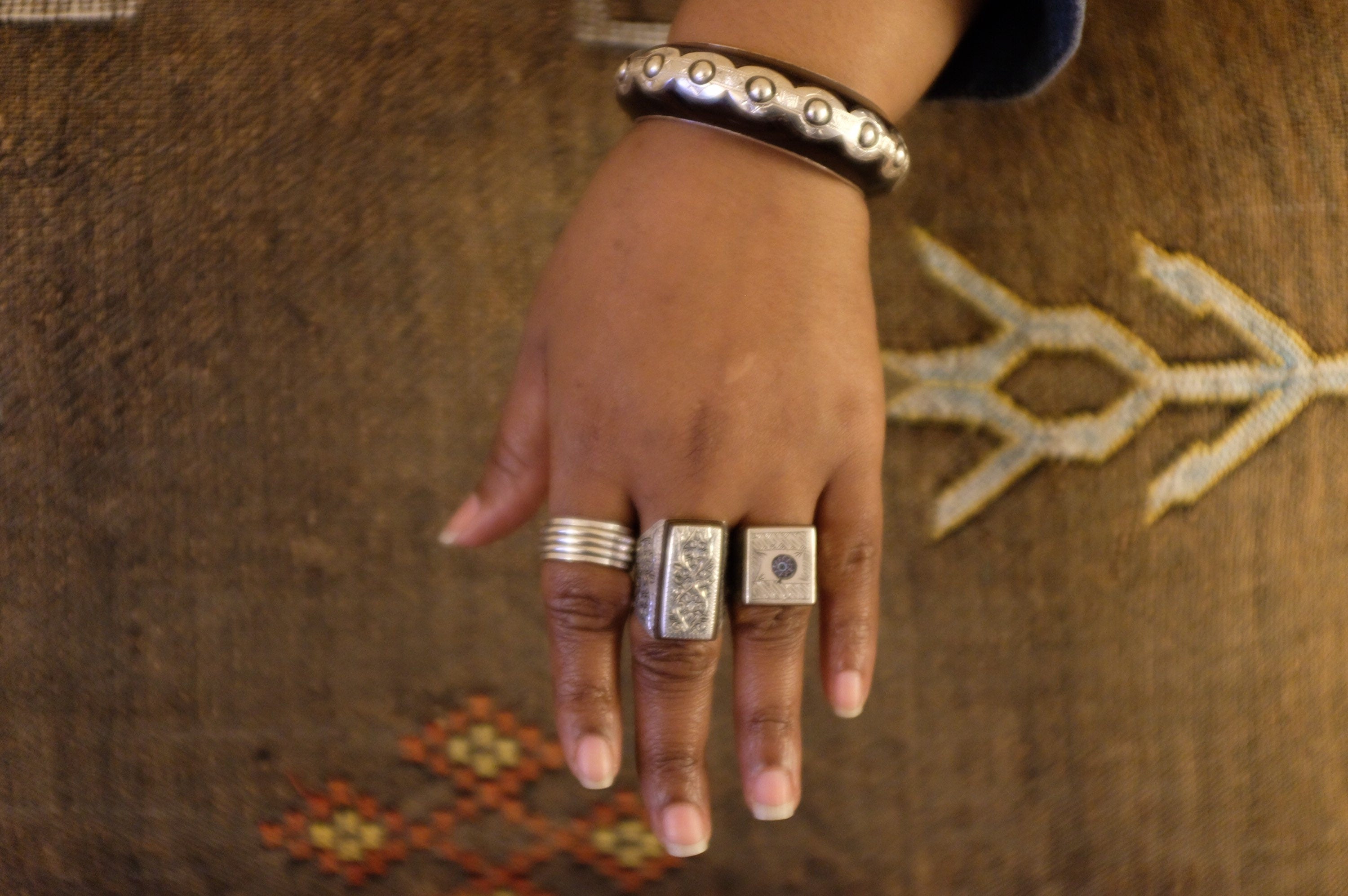 Sterling Silver and Ebony African Tuareg Cuff Bracelet