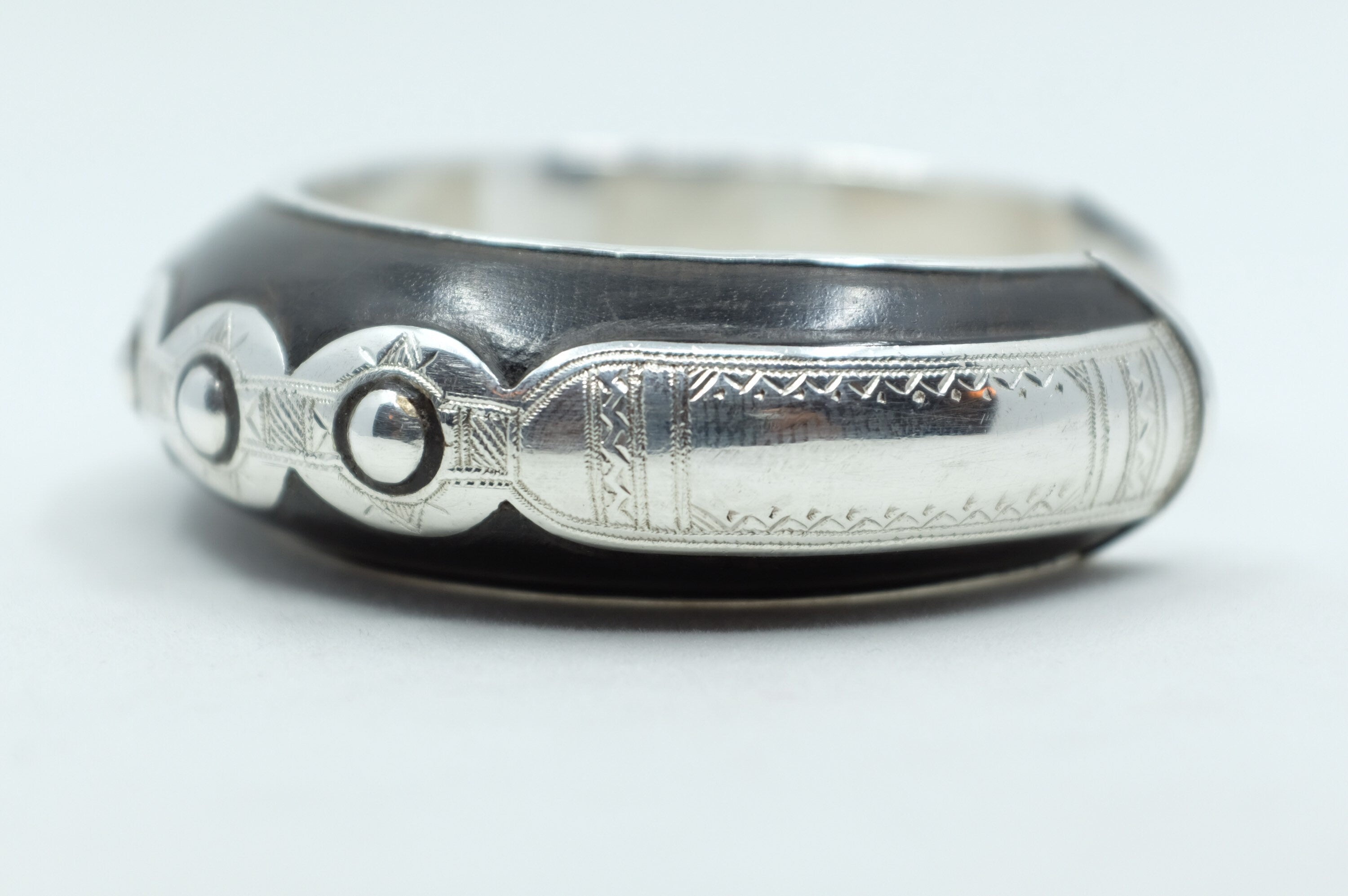 Sterling Silver and Ebony African Tuareg Cuff Bracelet