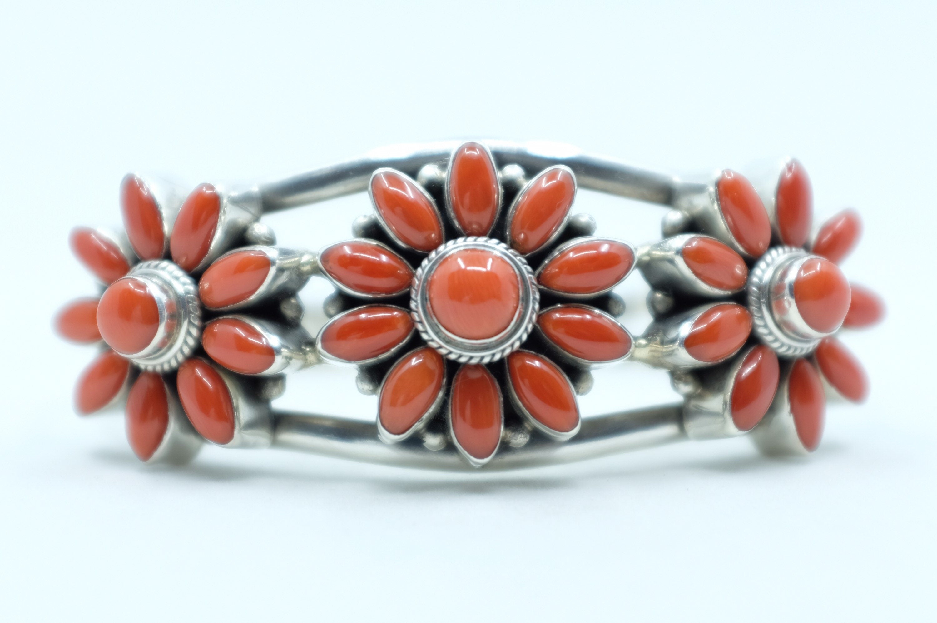 Sterling Silver Balinese Coral Cuff Bracelet