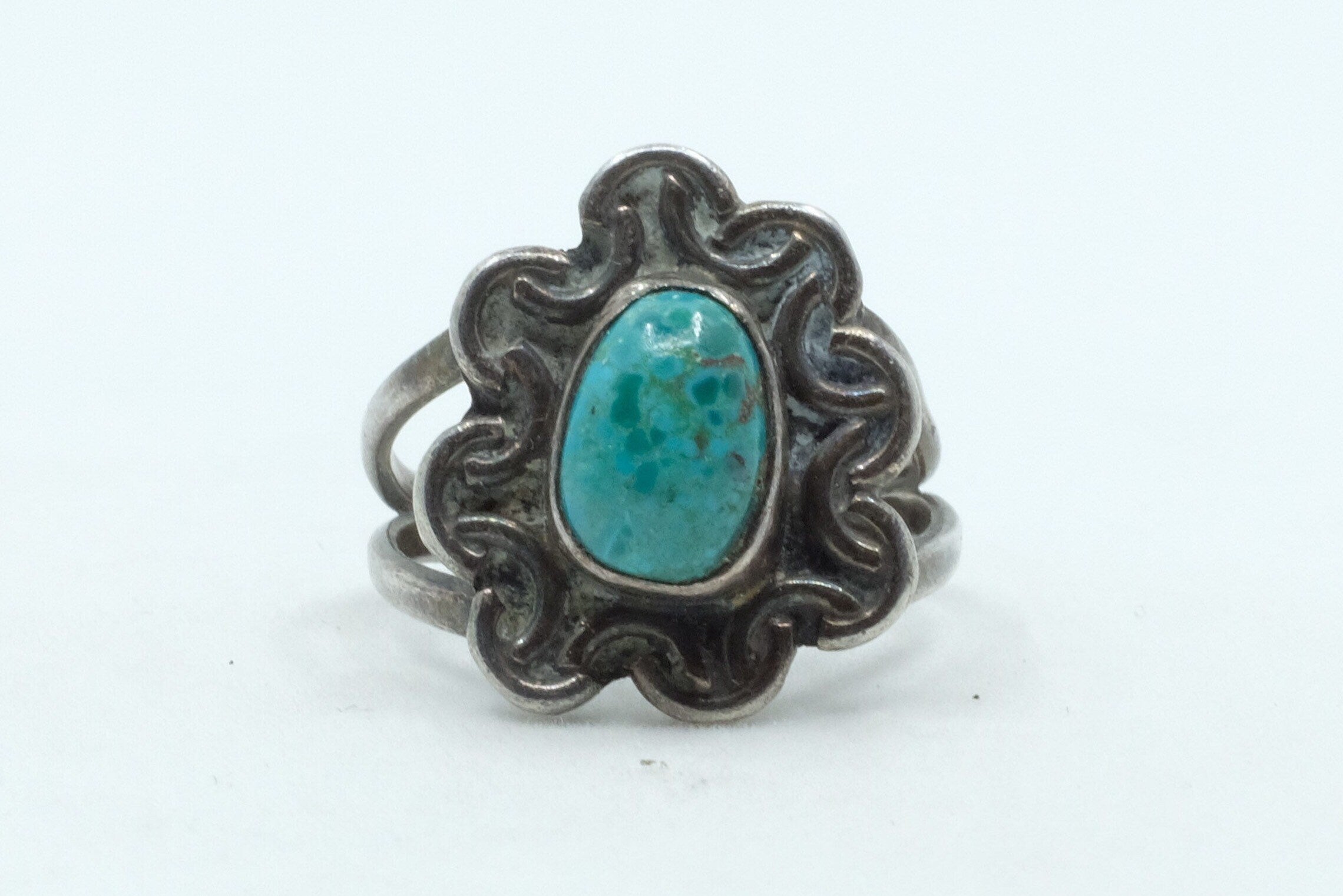 Sterling Silver Fred Harvey Turquoise Ring