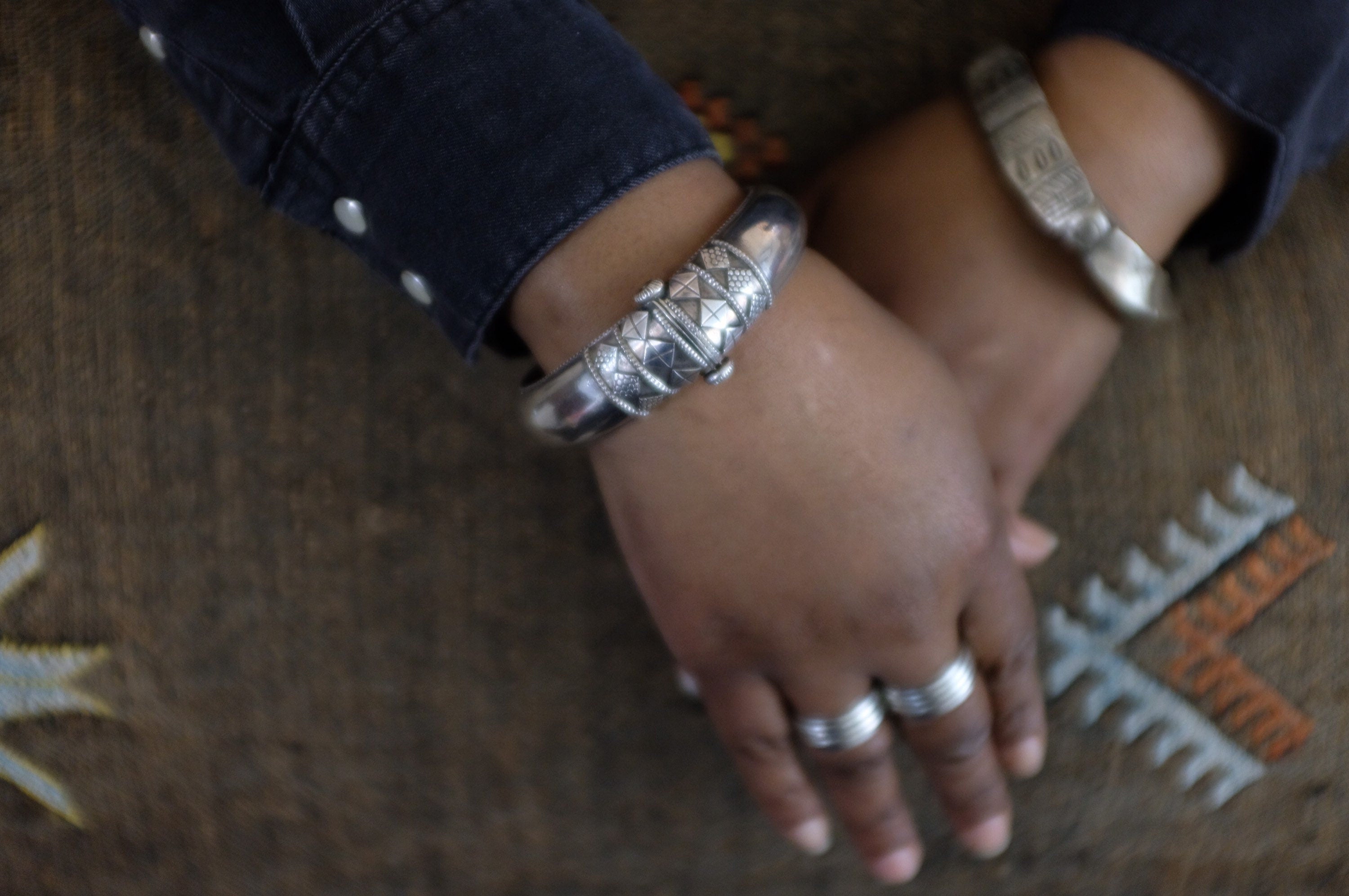 Silver Moroccan Hinged Bracelet