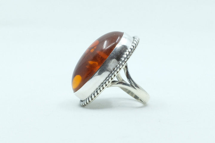 Sterling Silver Amber Ring