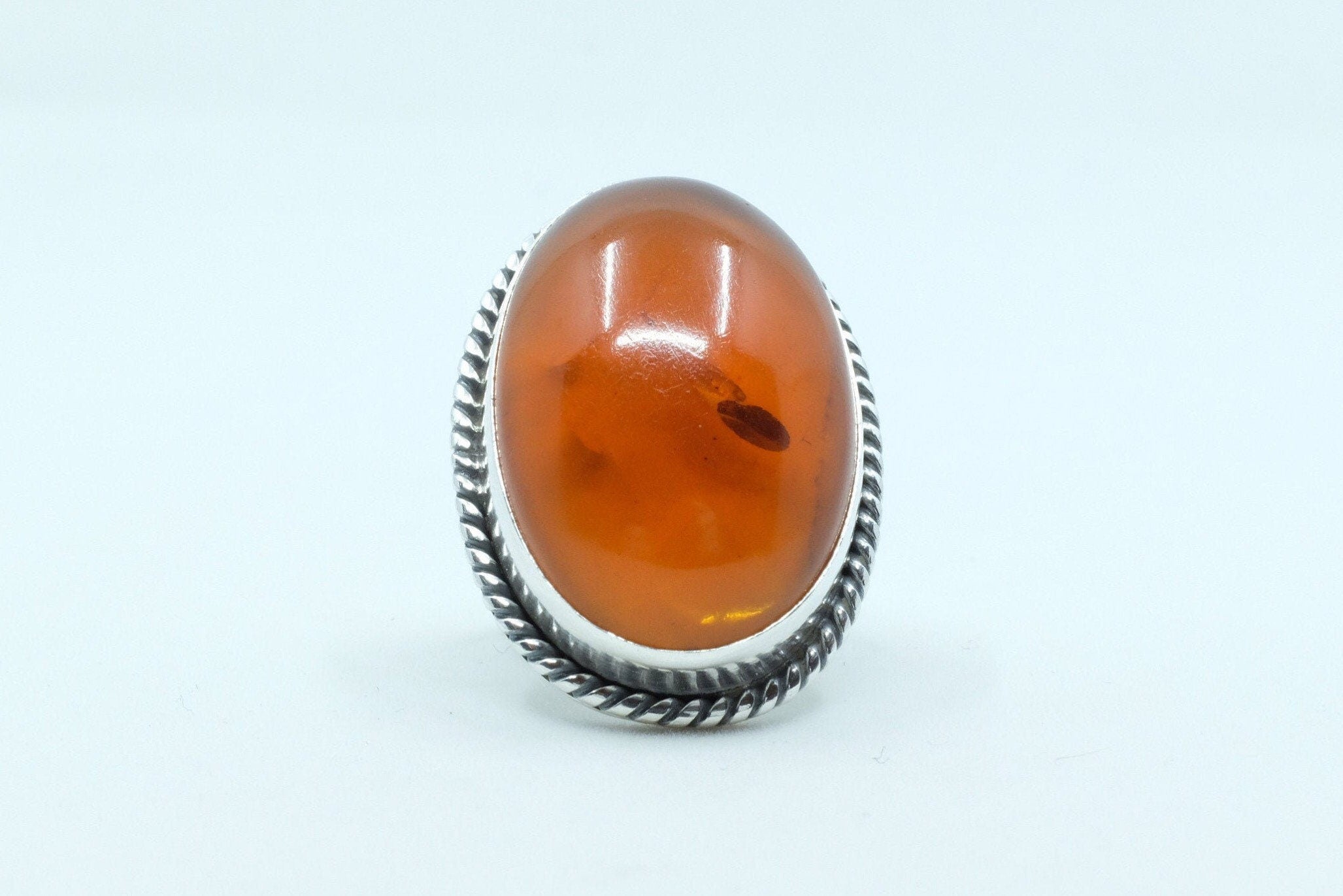 Sterling Silver Amber Ring