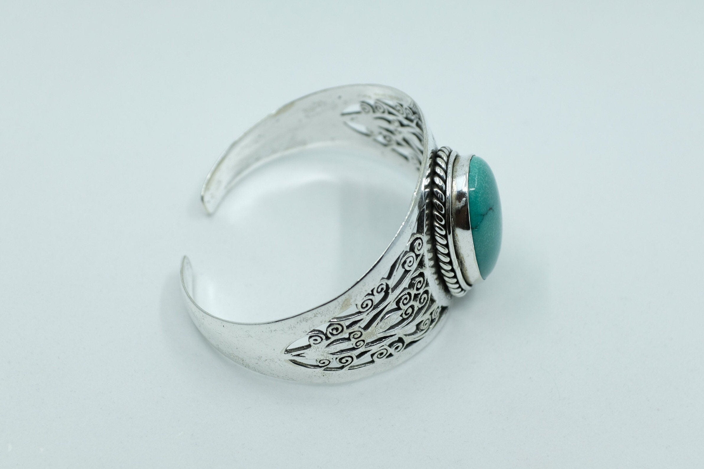 Sterling Silver Turquoise Filigree Cuff Bracelet