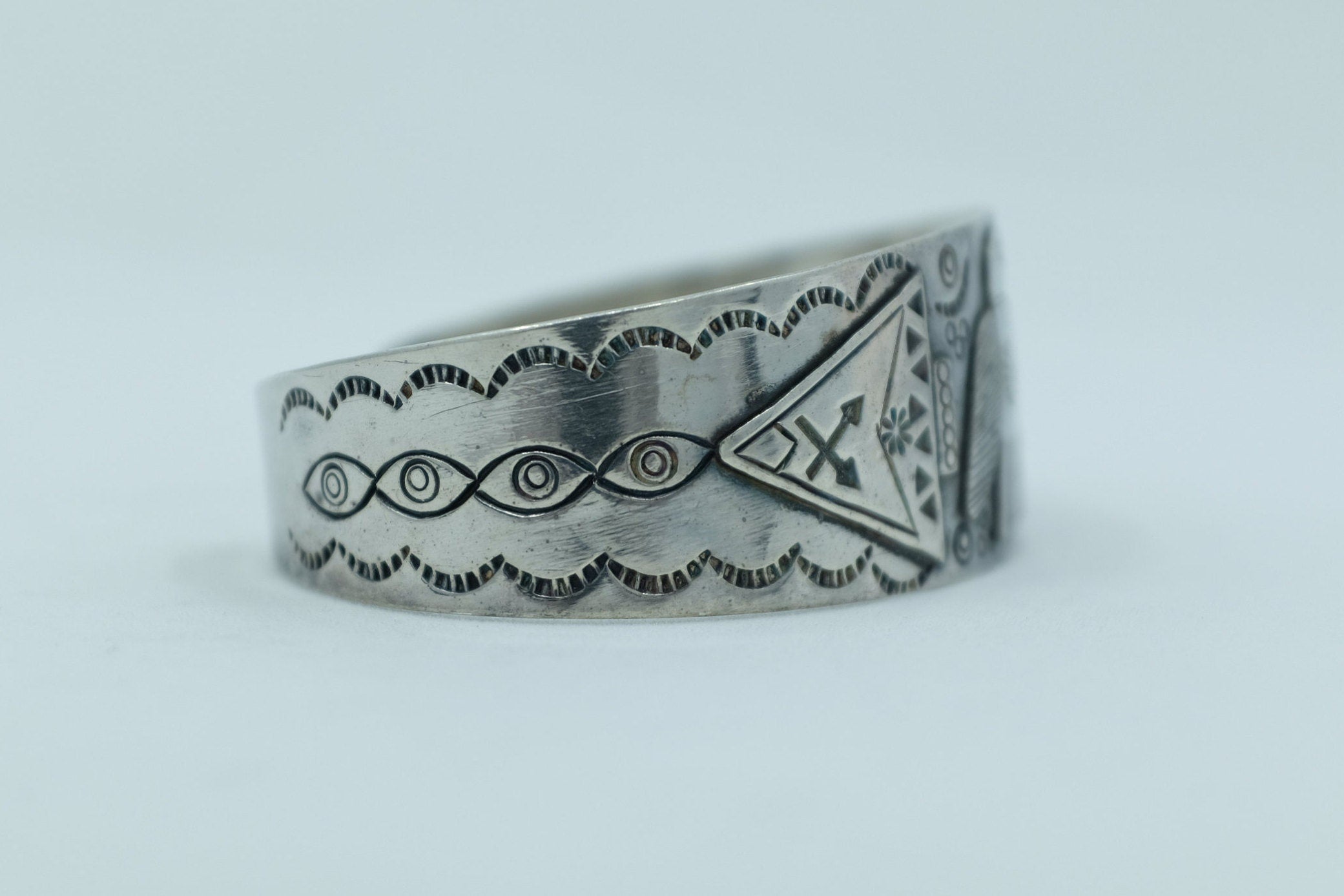 Sterling Silver Fred Harvey Era Thunderbird Cuff Bracelet