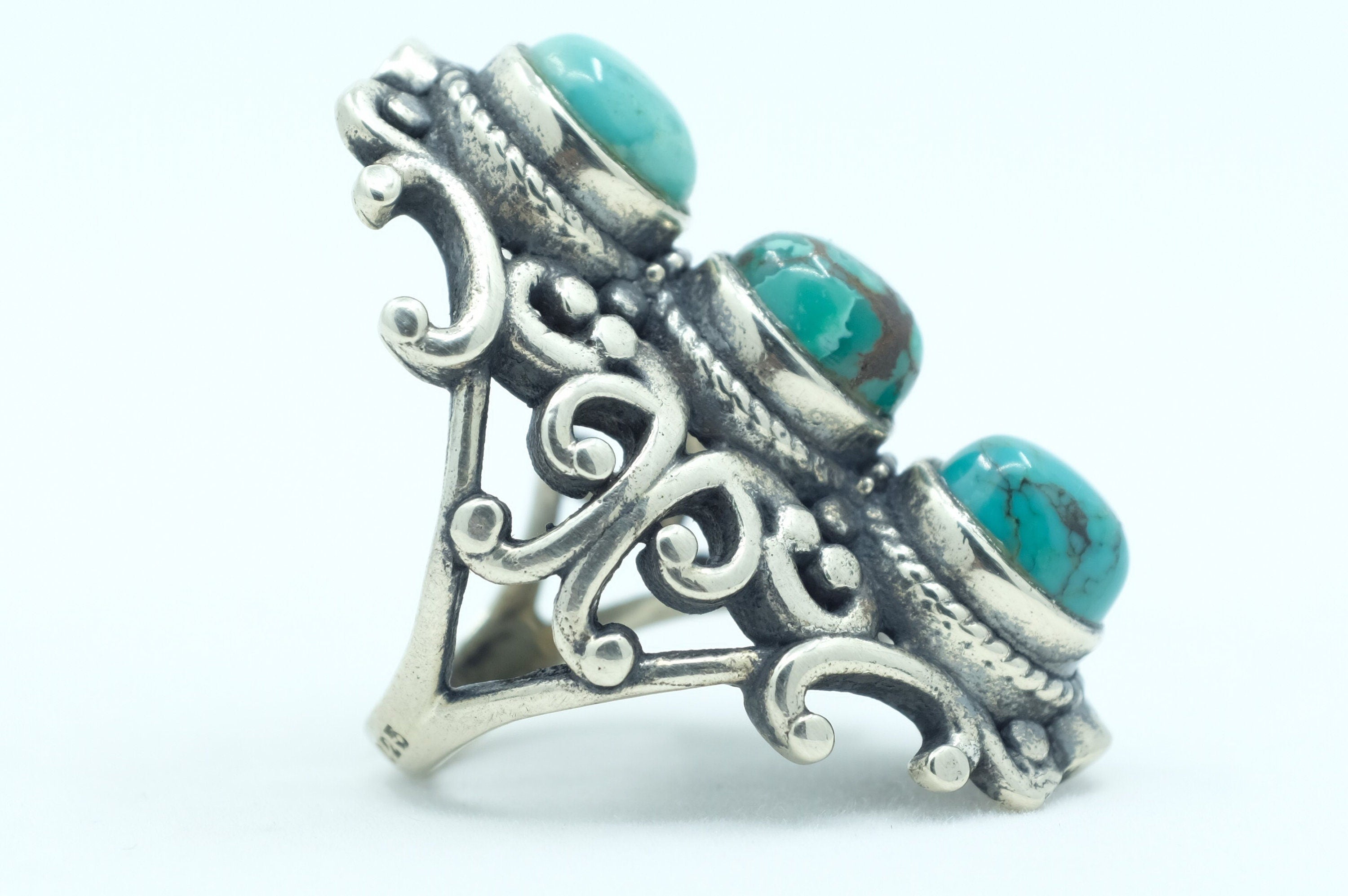 Sterling Silver Turquoise Filigree Ring (1)