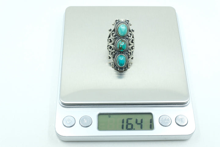 Sterling Silver Turquoise Filigree Ring (1)