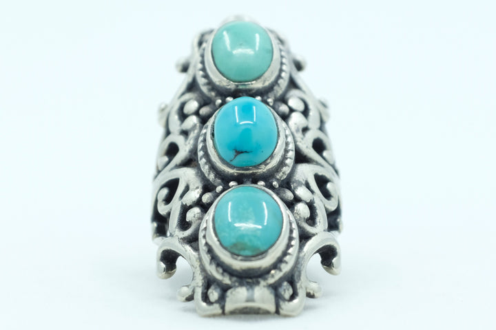 Sterling Silver Turquoise Filigree Ring (2)