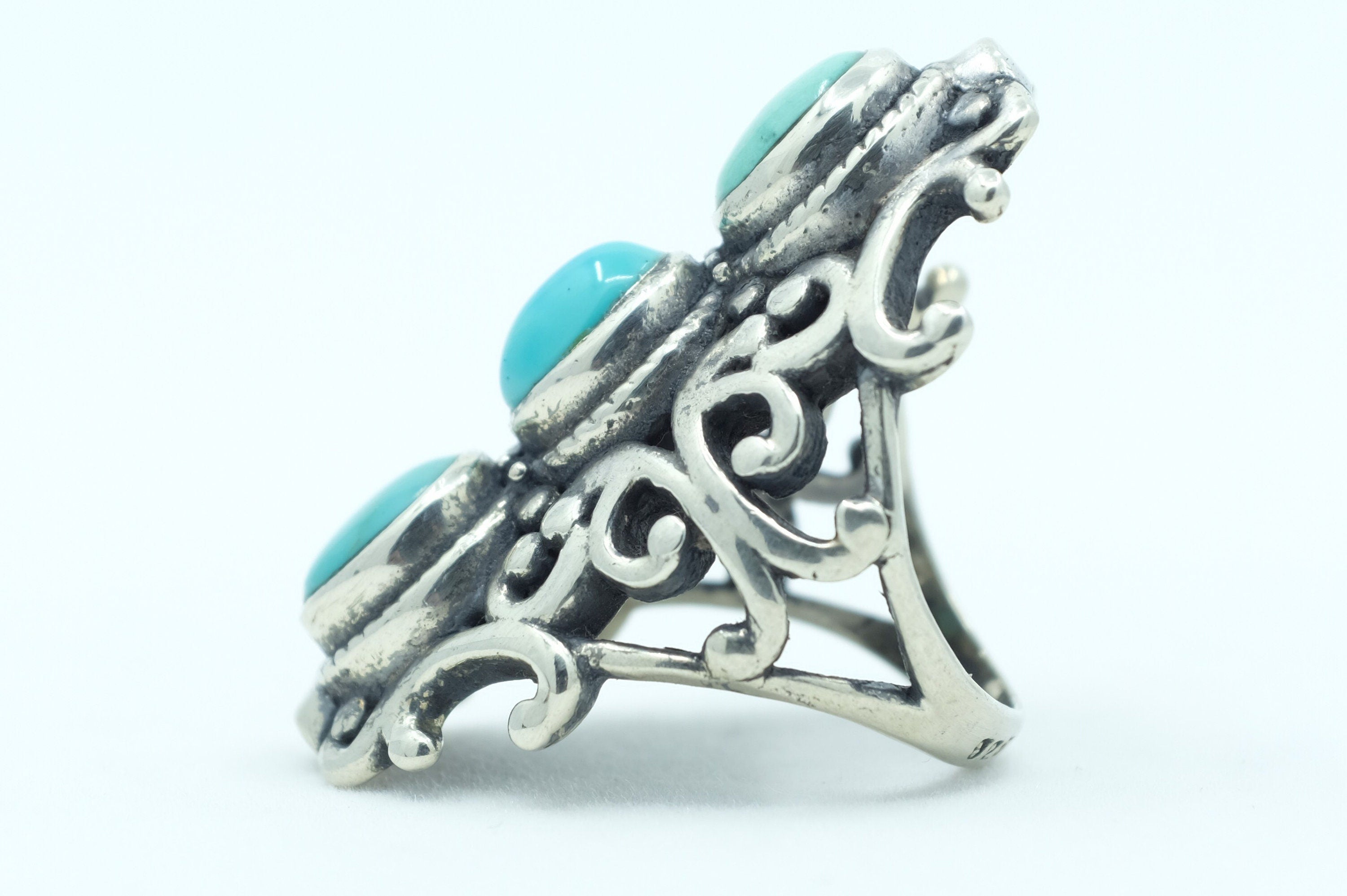 Sterling Silver Turquoise Filigree Ring (2)