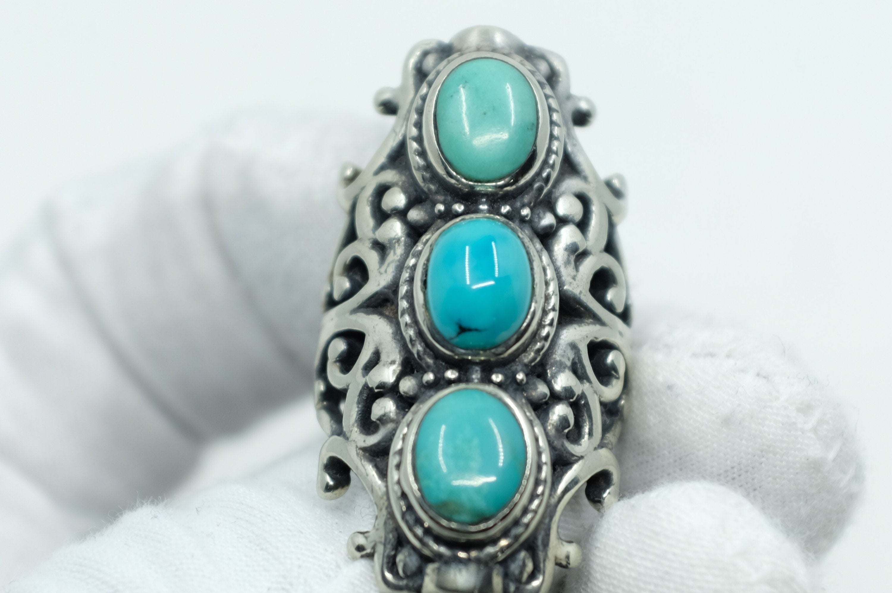 Sterling Silver Turquoise Filigree Ring (2)