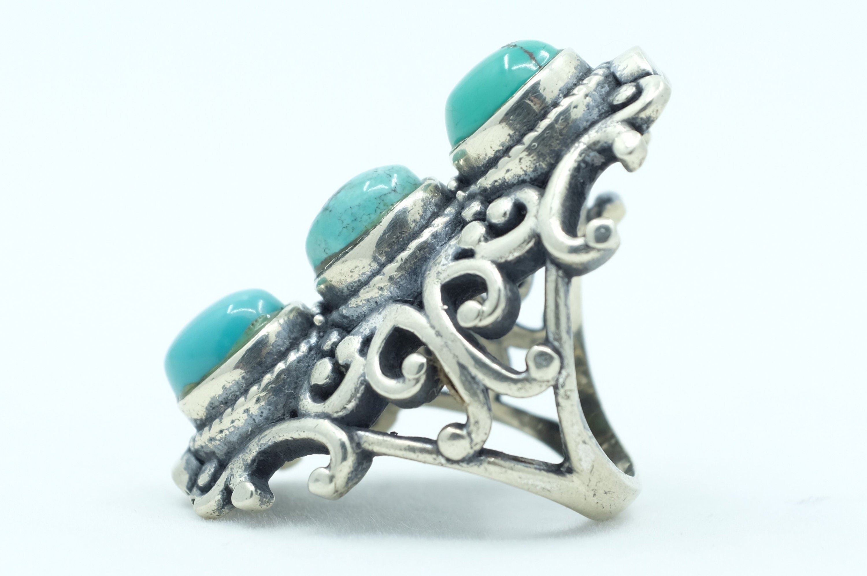 Sterling Silver Turquoise Filigree Ring (3)