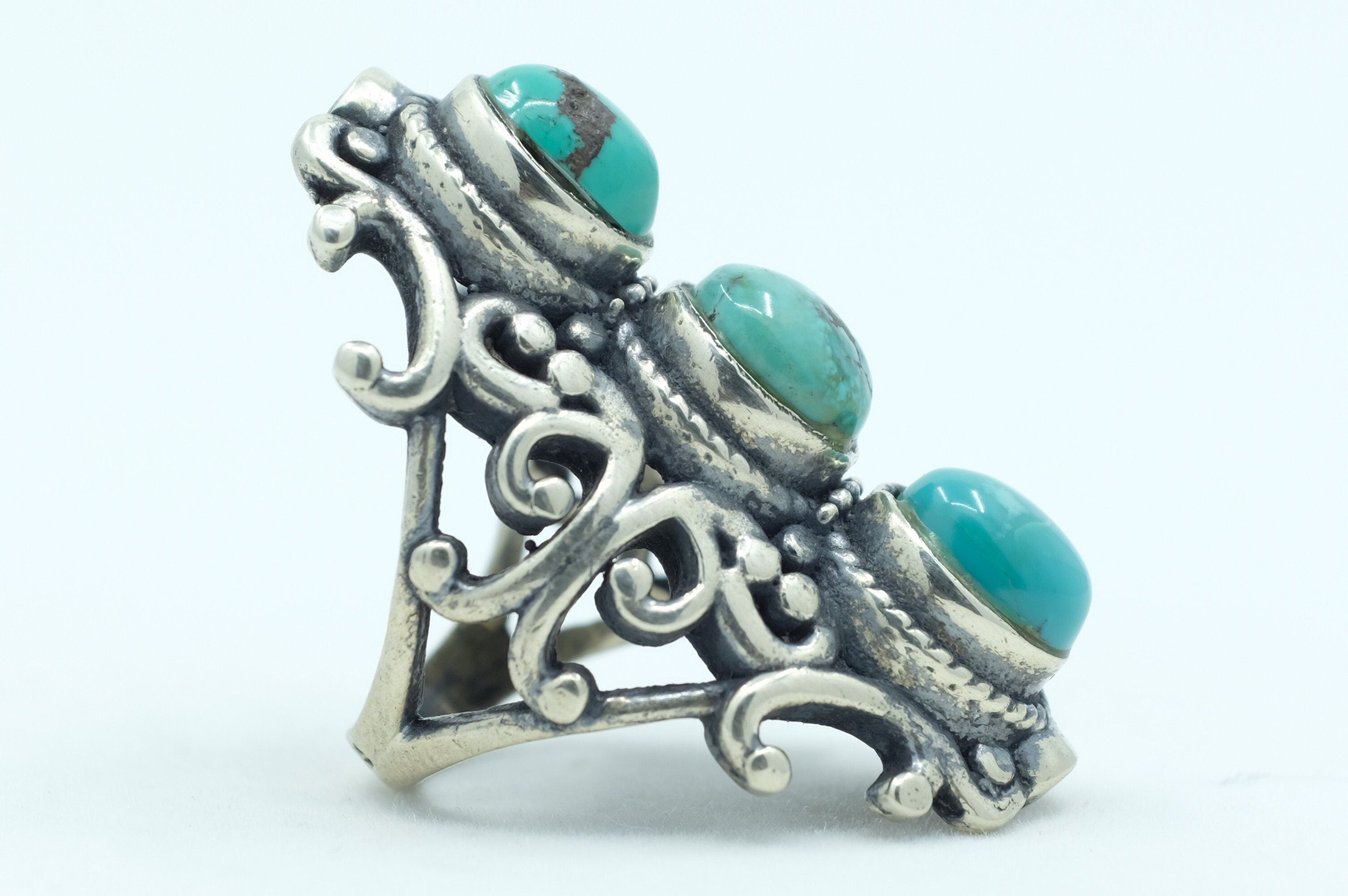 Sterling Silver Turquoise Filigree Ring (3)