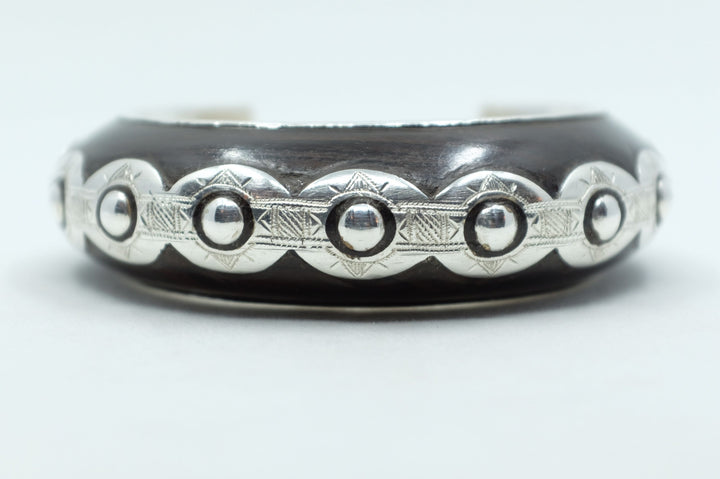 Sterling Silver and Ebony African Tuareg Cuff Bracelet