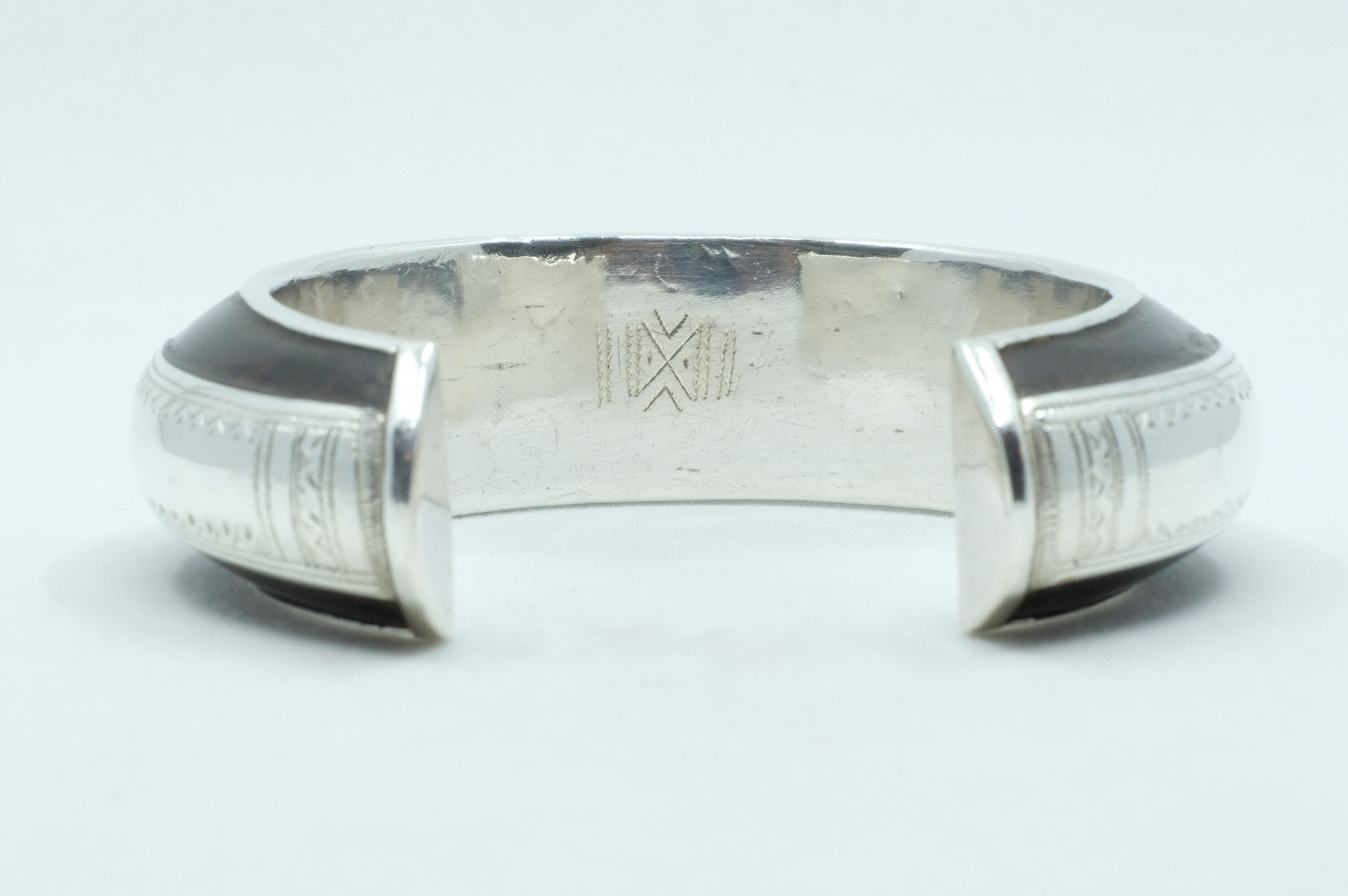 Sterling Silver and Ebony African Tuareg Cuff Bracelet