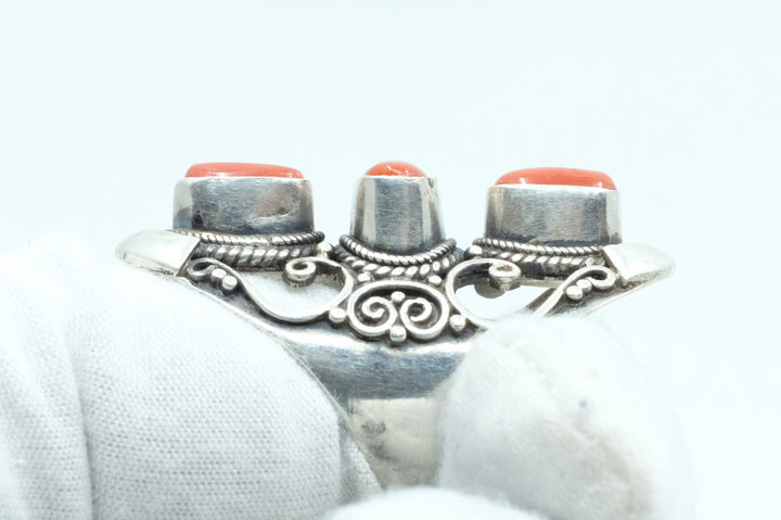 Sterling Silver Coral Filigree Ring (2)