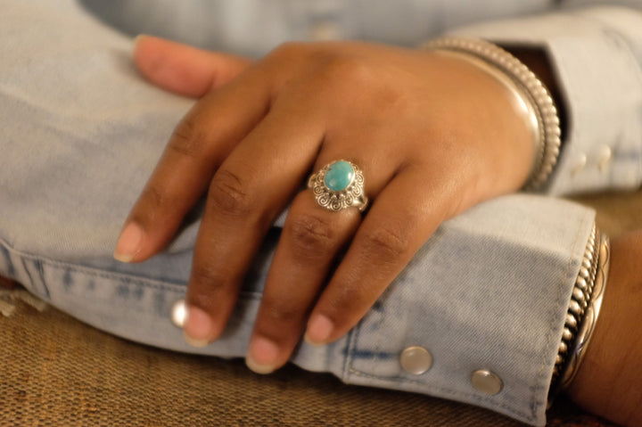 Sterling Silver Balinese Turquoise Ring