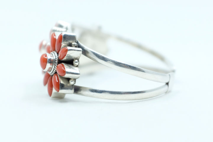 Sterling Silver Balinese Coral Cuff Bracelet