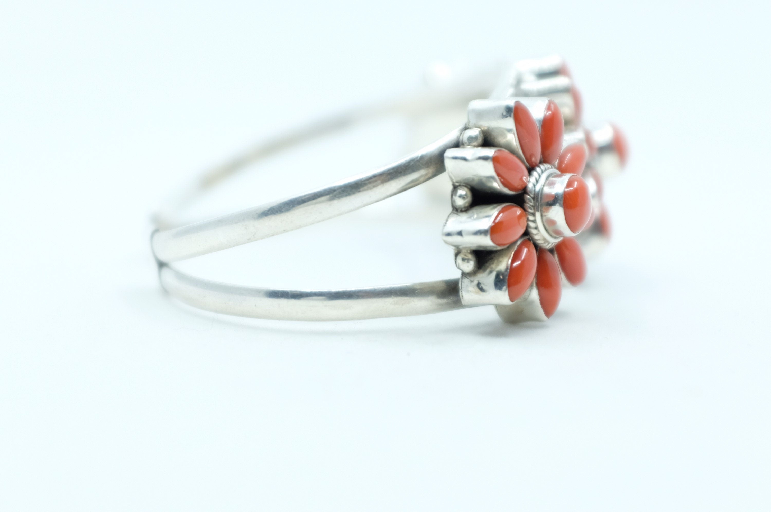 Sterling Silver Balinese Coral Cuff Bracelet