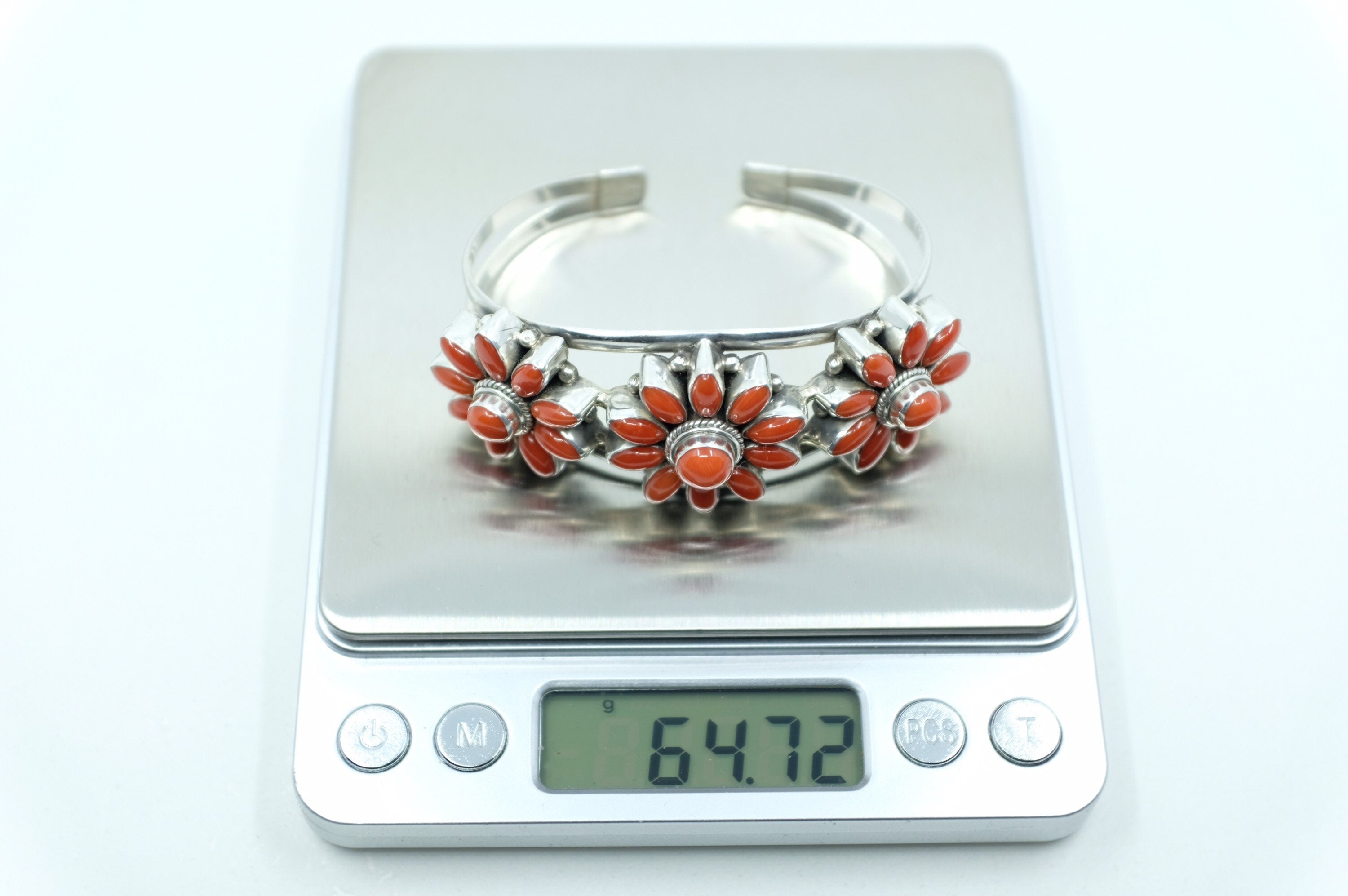 Sterling Silver Balinese Coral Cuff Bracelet