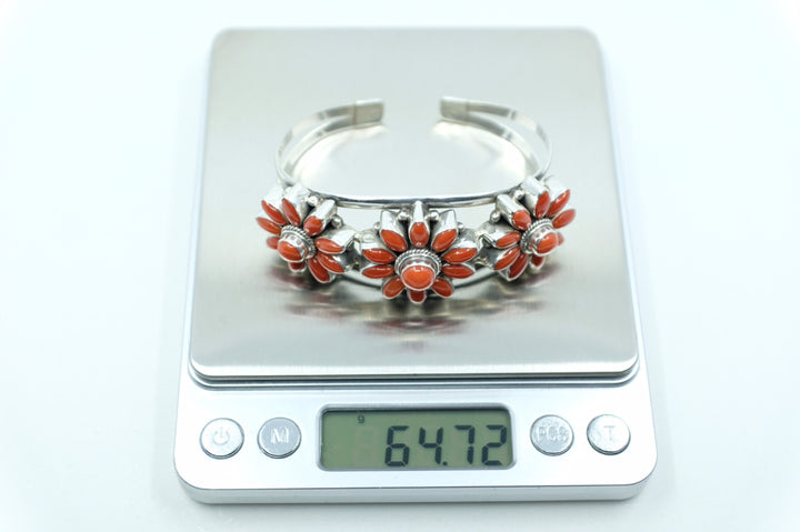 Sterling Silver Balinese Coral Cuff Bracelet