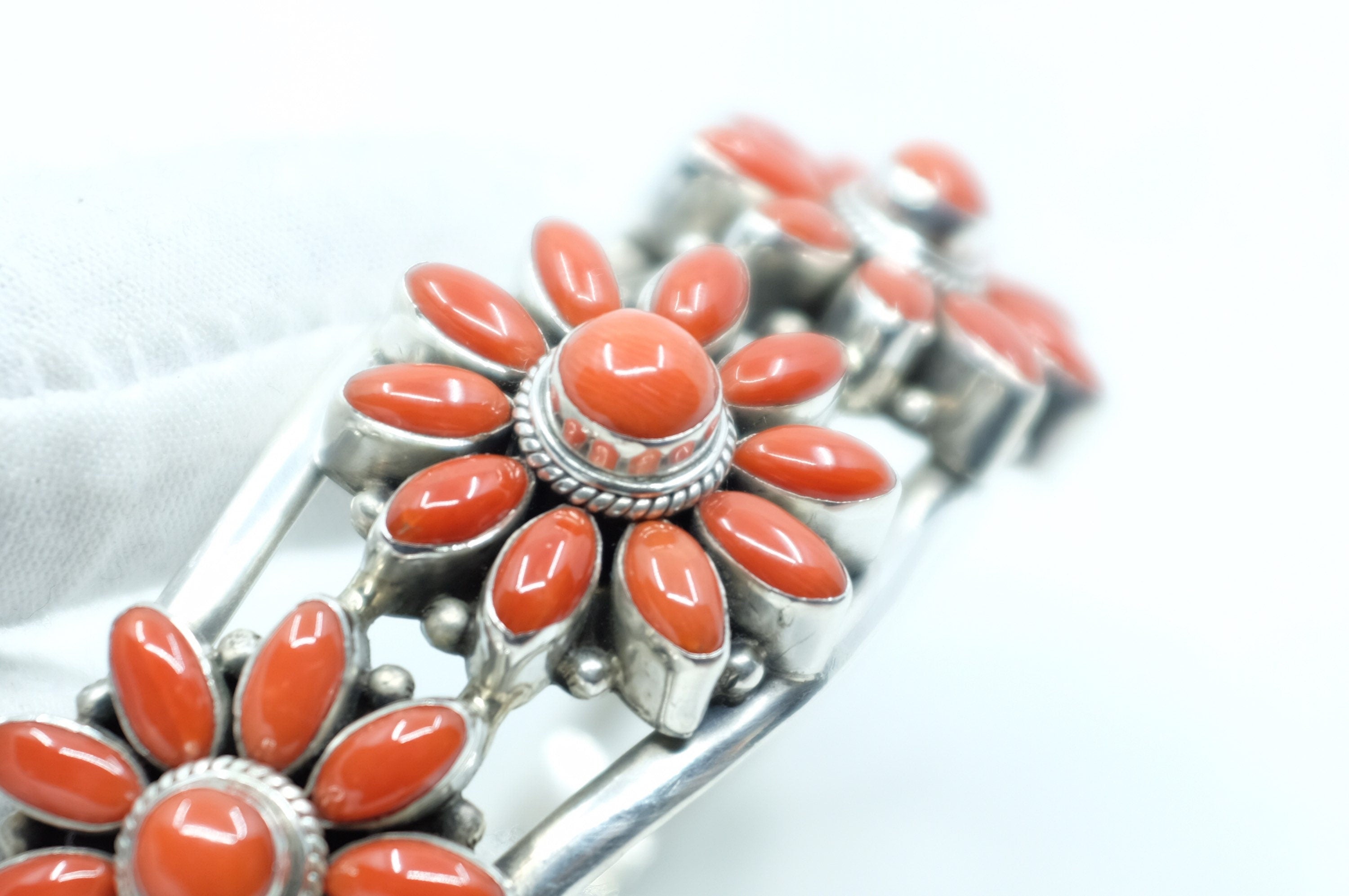 Sterling Silver Balinese Coral Cuff Bracelet