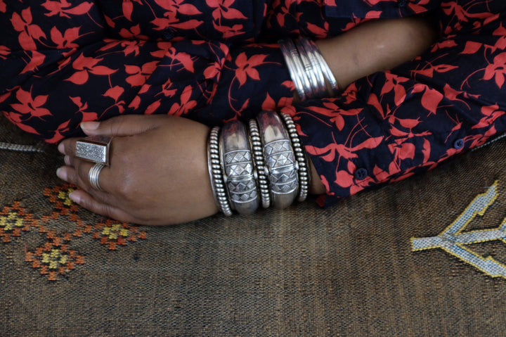 Silver Moroccan Hinged Bracelet