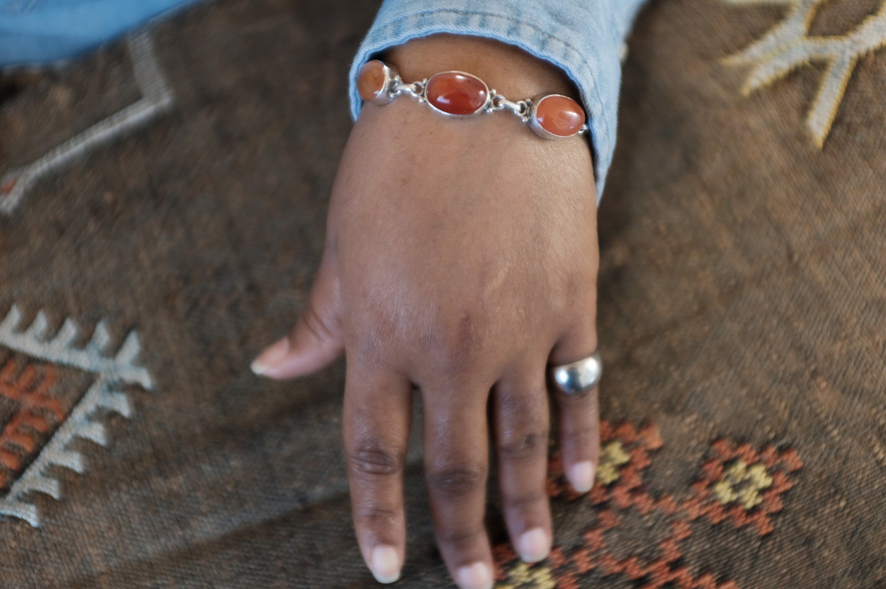 Sterling Silver Red Onyx Tennis Bracelet