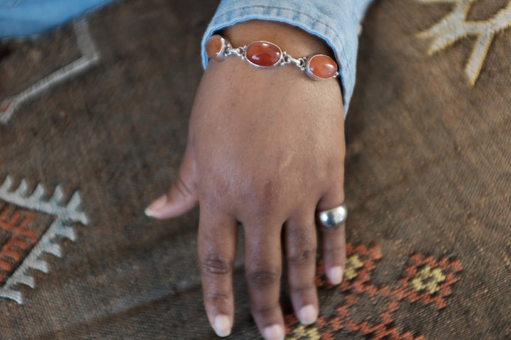 Sterling Silver Red Onyx Tennis Bracelet