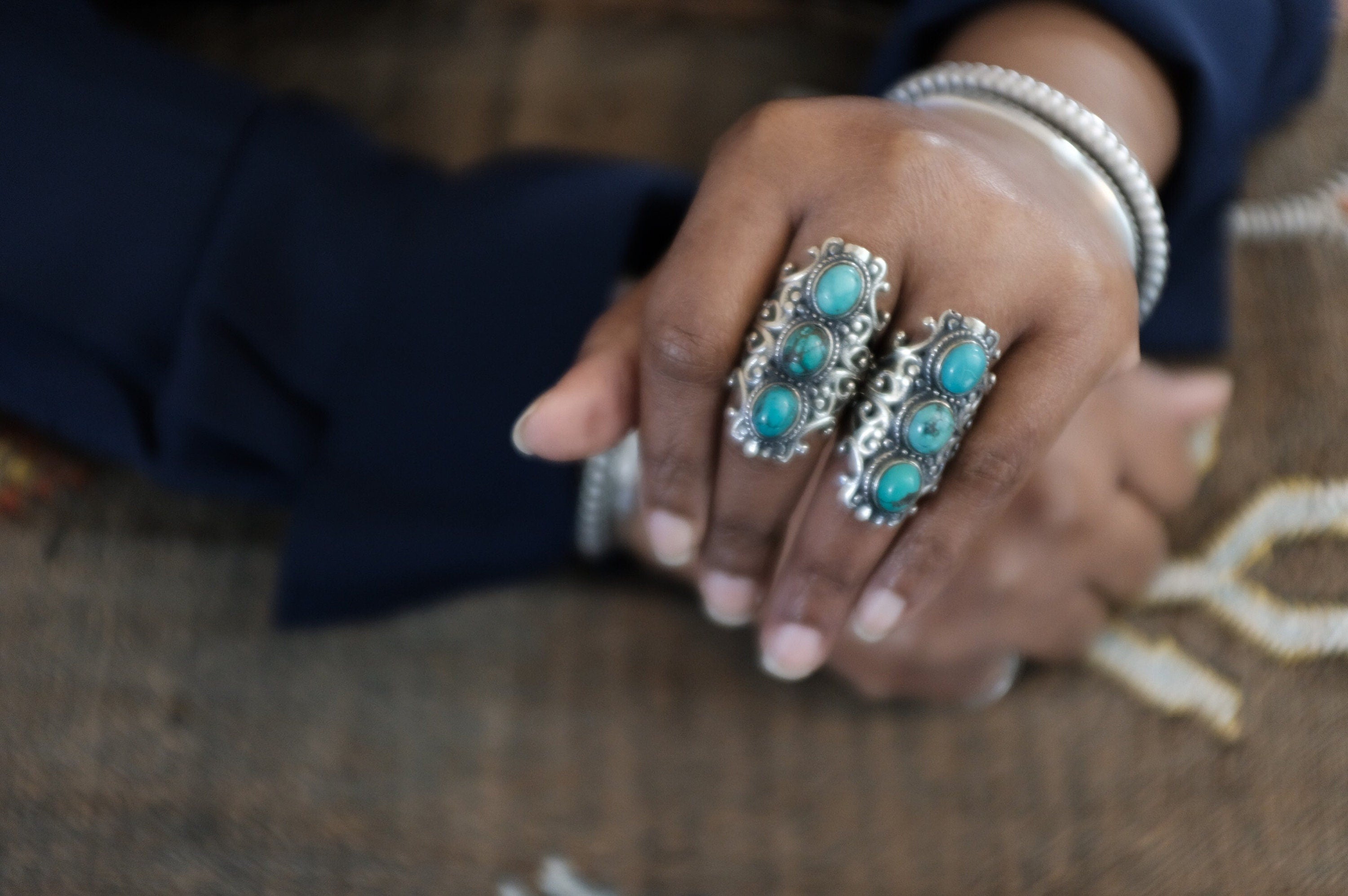 Sterling Silver Turquoise Filigree Ring (3)