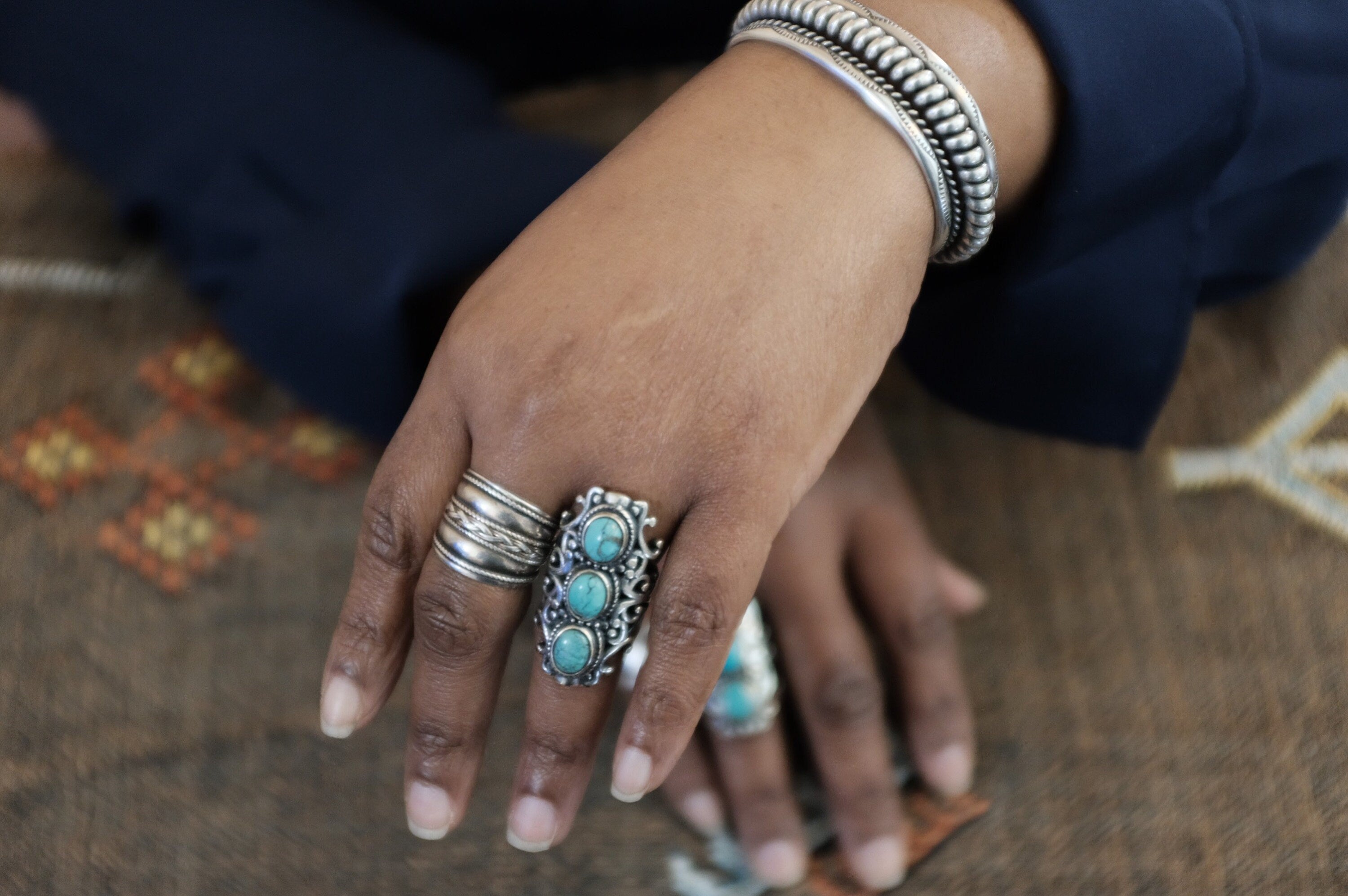 Sterling Silver Turquoise Filigree Ring (4)