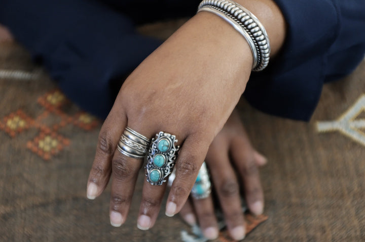 Sterling Silver Turquoise Filigree Ring (4)