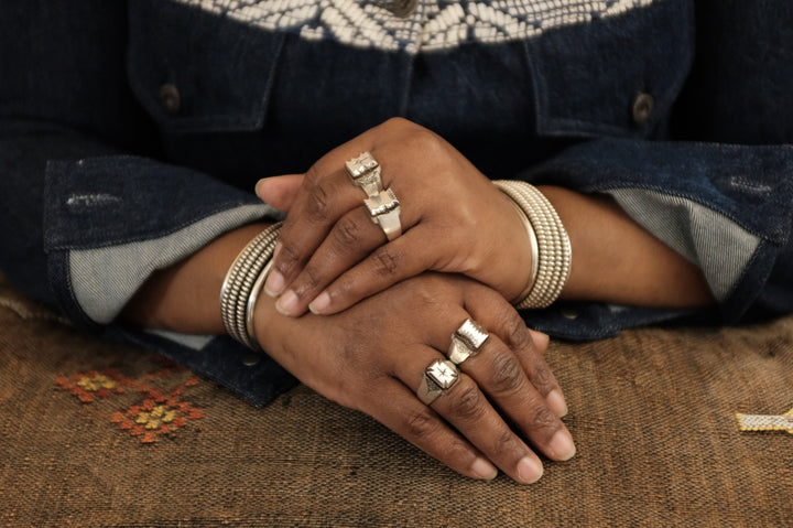 Sterling Silver and Ebony Etched African Tuareg Ring