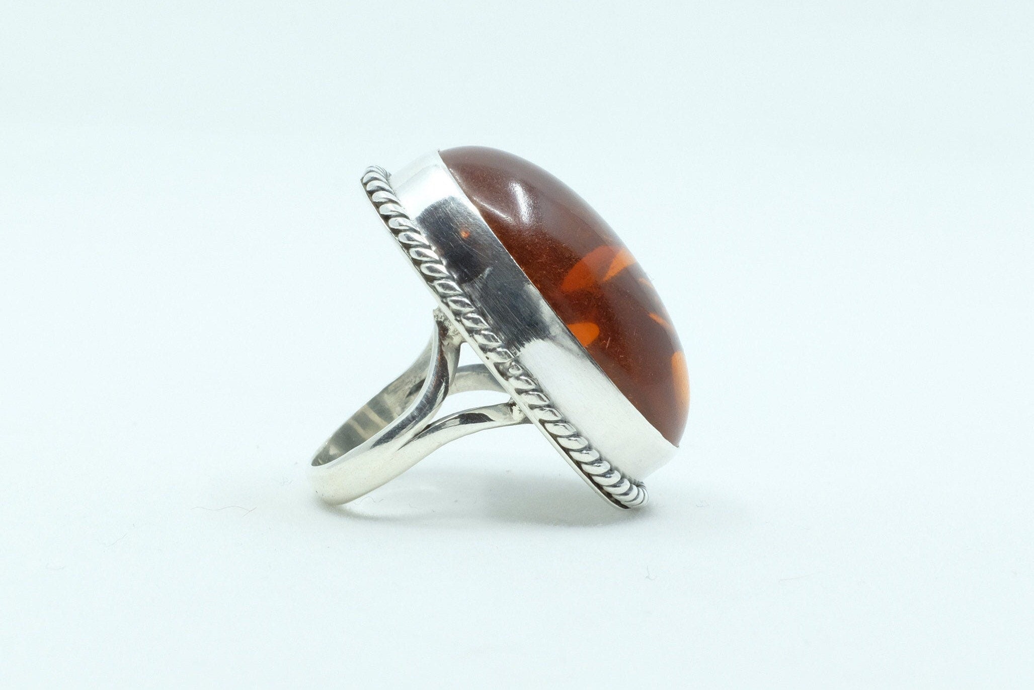 Sterling Silver Amber Ring