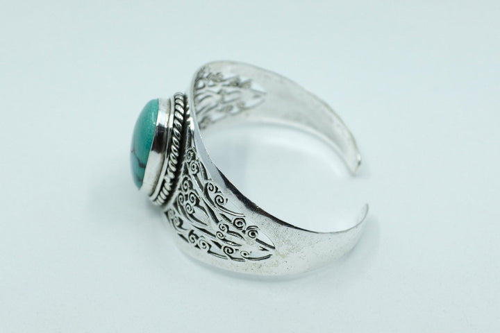 Sterling Silver Turquoise Filigree Cuff Bracelet