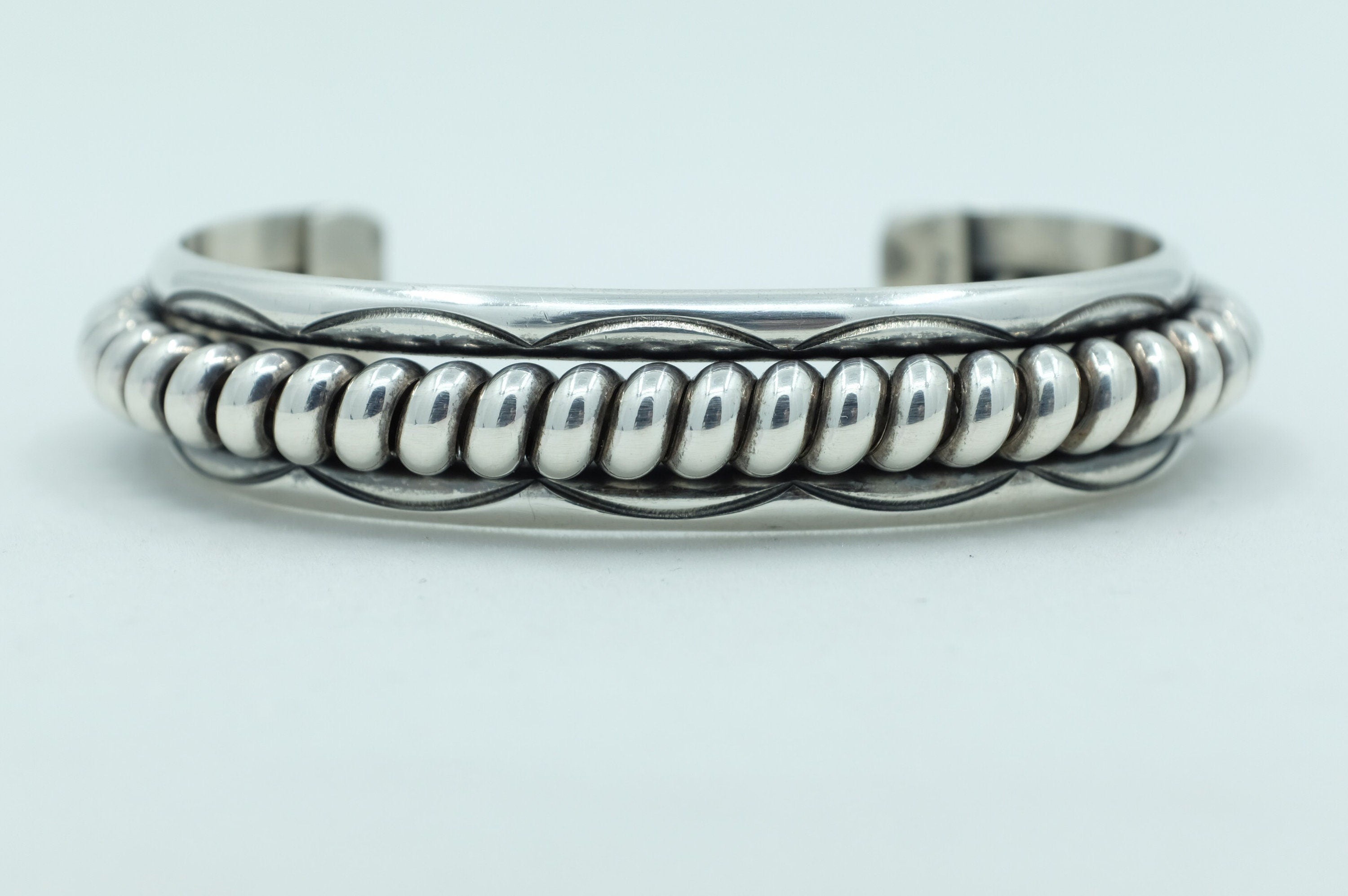 Sterling Silver Tahe Single Rope Navajo Cuff