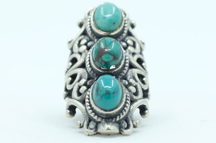 Sterling Silver Turquoise Filigree Ring (1)