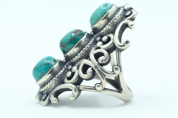 Sterling Silver Turquoise Filigree Ring (1)