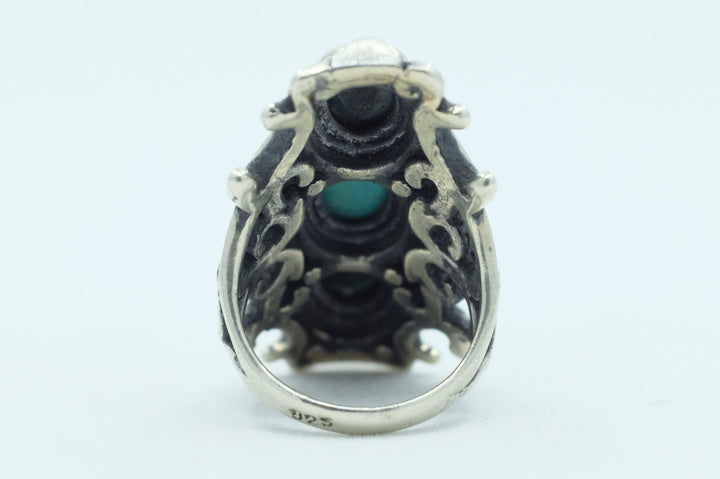 Sterling Silver Turquoise Filigree Ring (2)